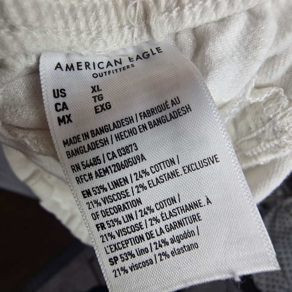 American Eagle Linen Blend Pull On Pants Women XL White Stretch Coastal Summer - Picture 7 of 8